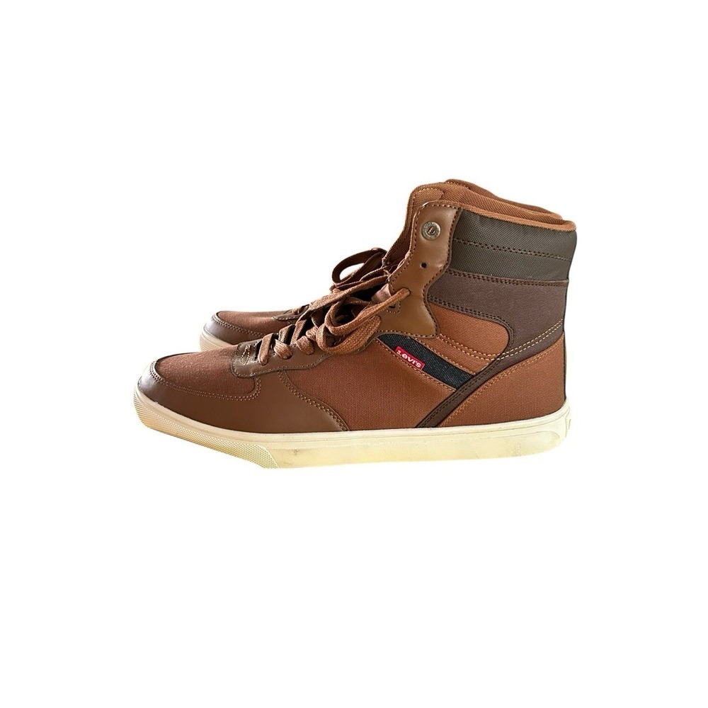 Levi's BB High CZ Lace Up Sneakers Tan Brown Canvas Shoes US Size 13, NWT - Picture 3 of 8